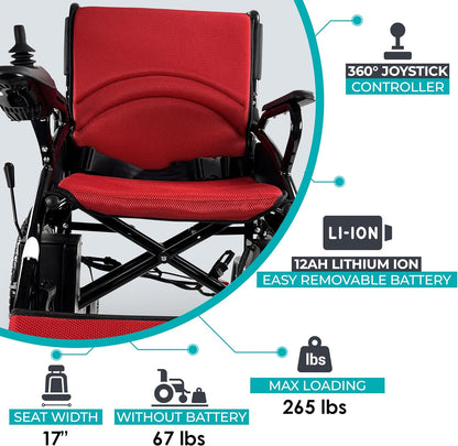 Majestic Electric Wheelchairs for Adults,Portable Lightweight Folding Wheelchair,Motorized Wheelchairs for Seniors,Durable Wheel Chair,Foldable Motor Wheelchair,Silla De Ruedas Para Adultos